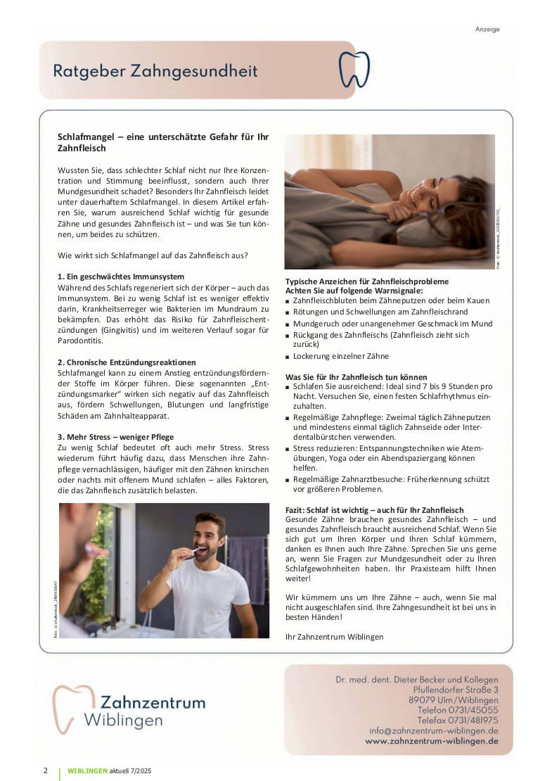 Ratgeber Zahngesundheit zum Thema Schlafmangel
