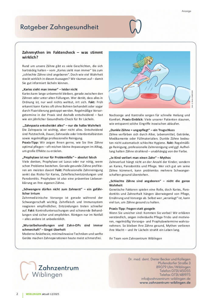 Ratgeber Zahngesundheit zum Thema Zahnmythen